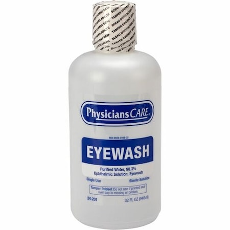 First Aid Only Eyewash, Sterile, Ophthalmic, Nozzle, 32 oz, CL FAO24201
